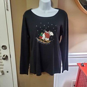 NEW Karen Scott Blouse Size M Christmas Black